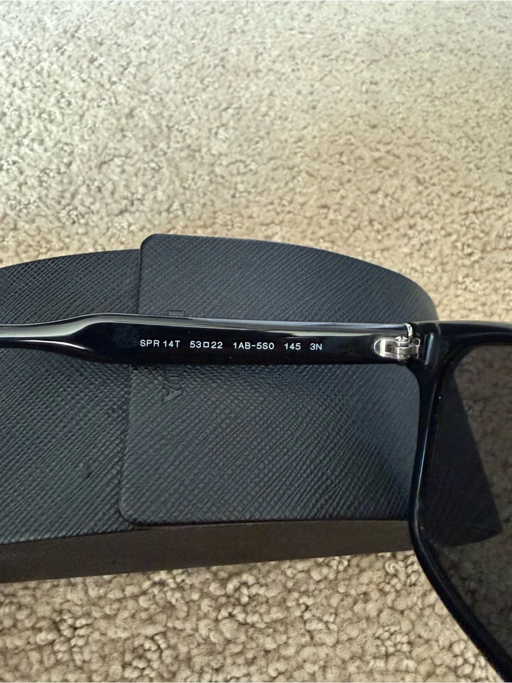 Prada Black Square Sunglasses PR 14TS SPR 14T 53mm w/ Case⁠.